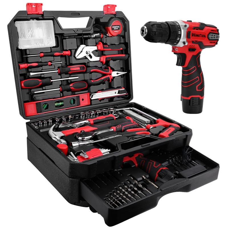 🧰 KingTool 276-Piece Tool Kit – 12V Cordless Drill Home Repair Set 🔧